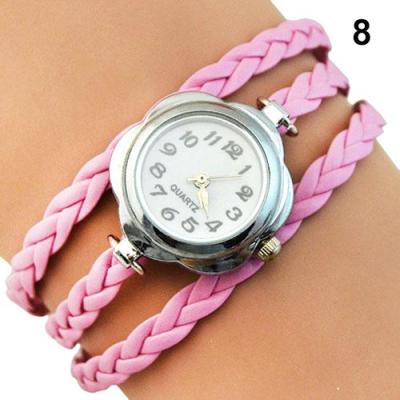 Norate Jam Tangan Wanita - 3 Layers Braided Bracelet Wrist Watch Pink