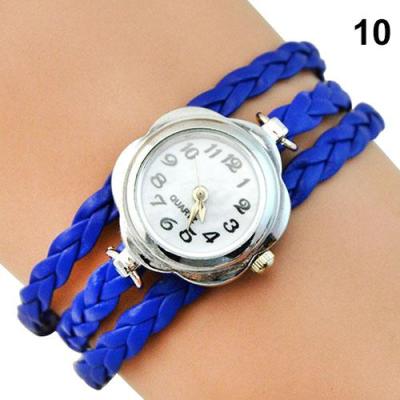 Norate Jam Tangan Wanita - 3 Layers Braided Bracelet Wrist Watch Sapphire Blue