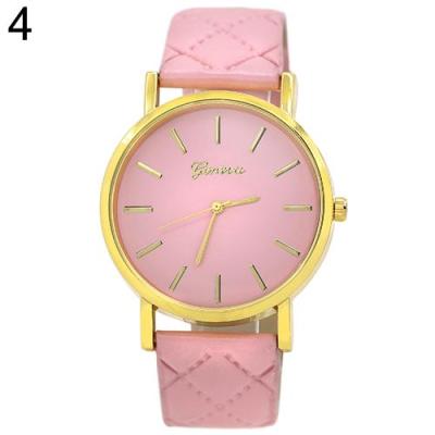 Norate Jam Tangan Wanita - Geneva Checkers Faux Leather Wrist Watch Pink