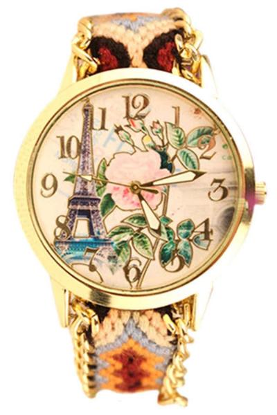 Norate Knitted Eiffel Tower Multicolor Woolen Blend Strap Watch