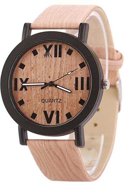 Norate Lady Grain Bronze Roman Numerals Faux Leather Watch
