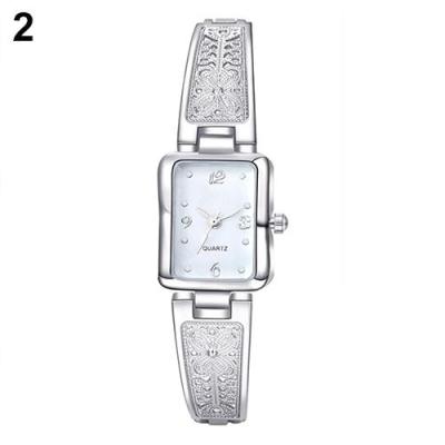 Norate Lady's Square Case Stainless Steel Band Analog Quartz Wrist Watch Silver White
