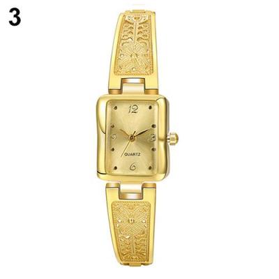 Norate Lady's Square Case Stainless Steel Band Analog Quartz Wrist Watch Golden