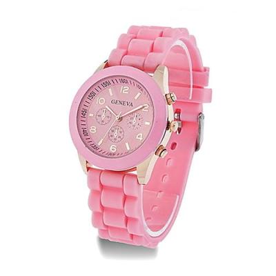 Norate Men Geneva Silicone Quartz Analog Wrist Watch Pink