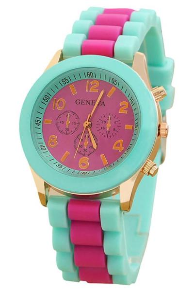Norate Mint Green Silicone Quartz Watch Rose Red