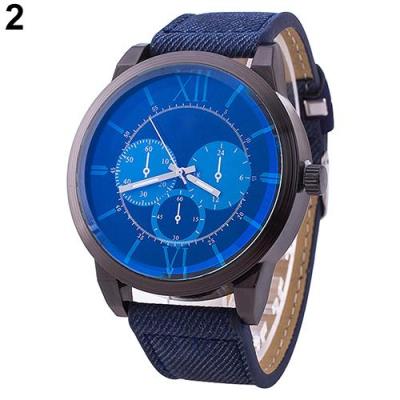 Norate Unisex 3 Sub-Dials Denim Fabric Band Wrist Watch Blue