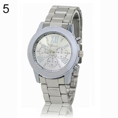Norate Unisex Geneva Roman Number Alloy Analog Quartz Wrist Watch Silver