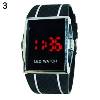 Norate Unisex LED Digital Sports Wrist Watch Black Strap&White Stripes