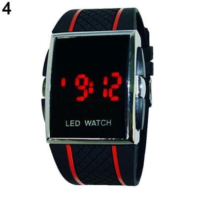 Norate Unisex LED Digital Sports Wrist Watch Black Strap&Red Stripes