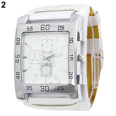 Norate Unisex Leather Band Square Dial Quartz Wrist Watch White