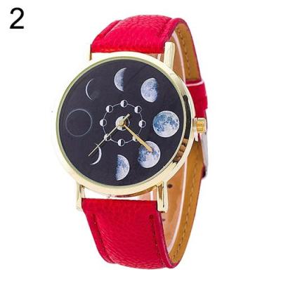 Norate Unisex Moon Phase Quartz Wrist Watch - Merah