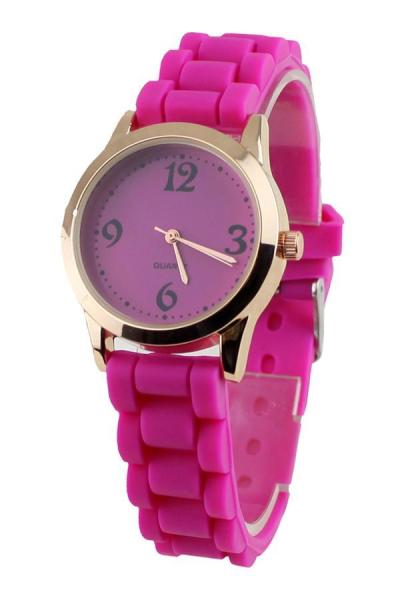 Norate Unisex Silicone Jelly Gel Wrist Watch Rose-Red