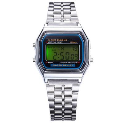 Norate Unisex Stainless Steel LCD Digital Sports Wrist Watch Silver