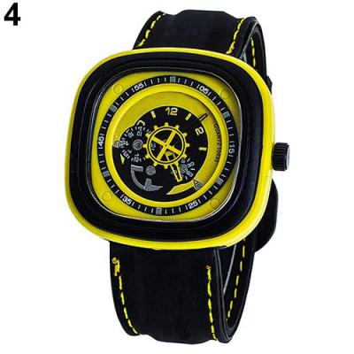 Norate Unisex Turnplate Square Dial Quartz Wrist Watch Yellow