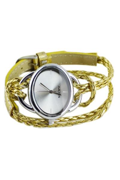 Norate Women Golden Leather Weave Strap Watch