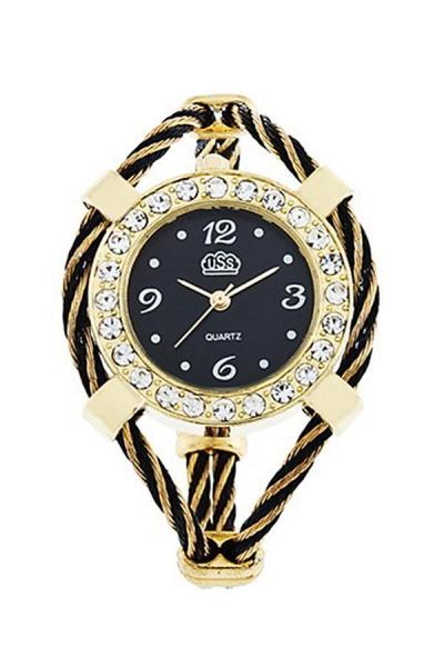 Norate Women Golden Steel Quartz Bracelet Watch Black
