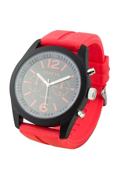 Norate Women's Black Dial Silicone Analog Quartz Watch Red