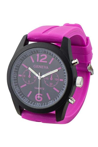 Norate Women's Black Dial Silicone Analog Quartz Watch Rose-Red