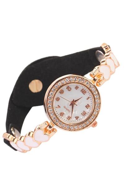 Norate Women's Black Faux Leather Strap Watch