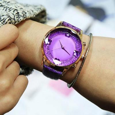 Norate Women's Fashion Butterfly Big Dial Faux Leather Band Analog Quartz Wrist Watch Purple