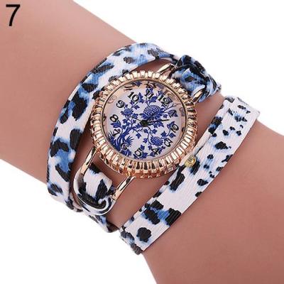 Norate Women's Leopard Printing Faux Leather Bracelet Wrist Watch Blue