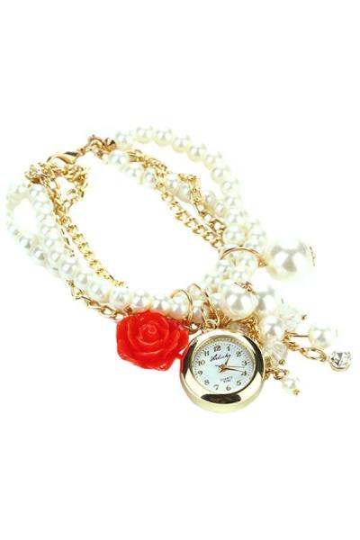 Norate Women's Red Faux Pearl Watch