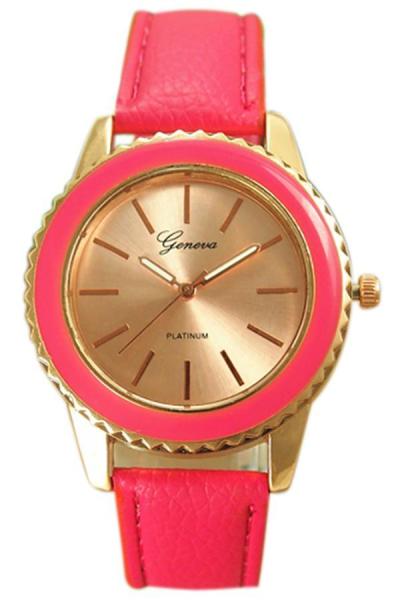Norate Women's Rose Gold Plated Faux Leather Analog Quartz Watch Rose-Red