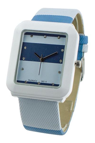 Norate Womens Square Dial Quartz Crystal Blue Leather Strap Watch