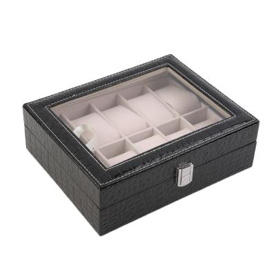 OBN 10 Grids PU Leather Watch Display Box Jewelry Storage Collection Case Holder-Black