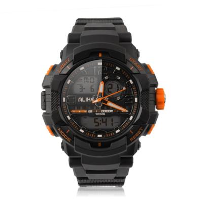 OBN ALIKE Digital Sport Casual Green Back Light Date Chronograph Wrist Watch-Orange
