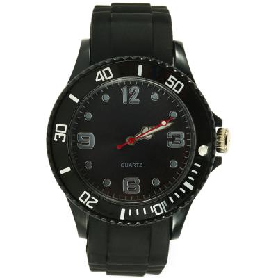 OBN Classic Stylish Silicon Jelly Strap Unisex Women Lady Wrist Watch Colorful - Black