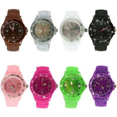 OBN Classic Stylish Silicon Jelly Strap Unisex Women Lady Wrist Watch ColorfulPink