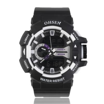 OBN Cool Fashion Rubber Band Analog Digital Alarm Stopwatch Sport Wrist Watch-White