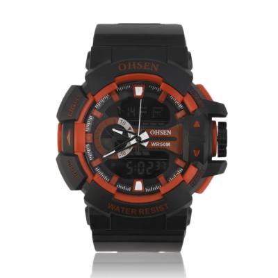 OBN Cool Fashion Rubber Band Analog Digital Alarm Stopwatch Sport Wrist Watch - Orange