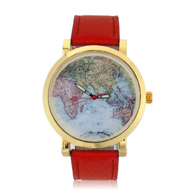 OBN Jubaoli 1096 red belt quartz watch map-Red