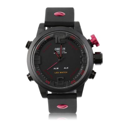 OBN Men Army Sport Quartz Wristwatch Analog Digital LED Military Outdoor Gift - Red