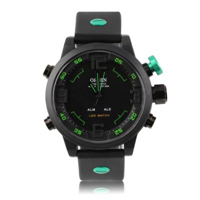 OBN Men Army Sport Quartz Wristwatch Analog Digital LED Military Outdoor Gift - Green