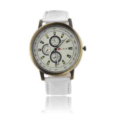 OBN New Women Golden Round Shell Casual Denim Watchband Quartz Watch-White