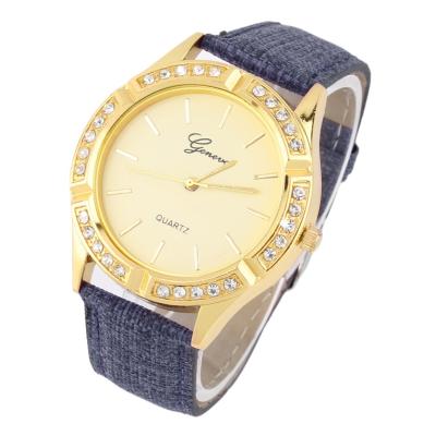 OBN Simple Elegant Designed Golden Dial Quartz Watch Women Fashion Wrist Watch-Blue