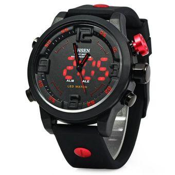 OHSEN AD2820 Men Silicone Sports Quartz Watch Big Dial Double Movement RED (Intl)  