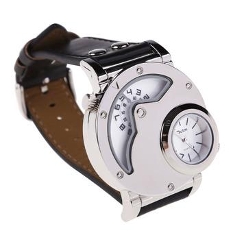 OULM Men Dual Time Zone Quartz Sport Army Military Wristwatch White Dial  