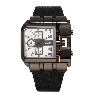 OULM Men Square Leather Strap Quartz Watch (White)- Intl  