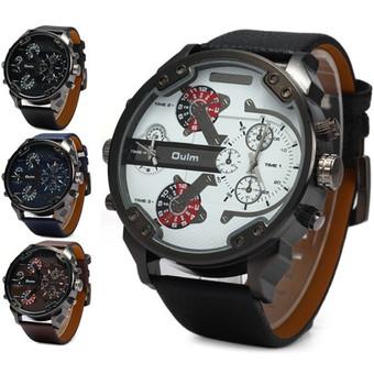 OULM Men's Fashion Watch Leather Sport Analog Quartz Mens Wrist Watch (Black)- Intl  