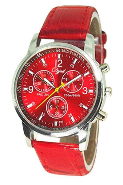 Oem 638218 Jam Tangan Unisex Faux Leather Bracelet Wrist - Red