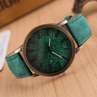 Okdeals Analog Round Casual Cowboy Vintage Quartz Wrist Watch Green  