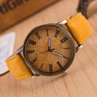Okdeals Analog Round Casual Cowboy Vintage Quartz Wrist Watch Yellow  