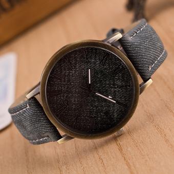 Okdeals Analog Round Casual Cowboy Vintage Quartz Wrist Watch Grey  