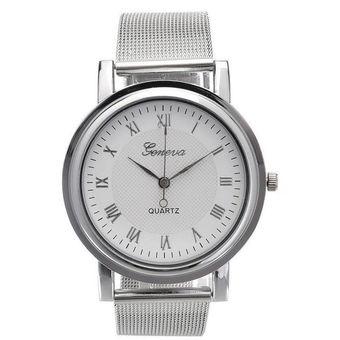 Okdeals Fashion Women's Bracelet Stainless Steel Crystal Dial Quartz Wrist Watch Silver (Intl)  
