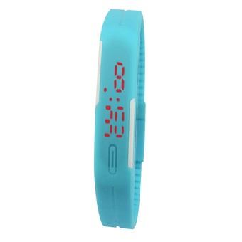 Okdeals Rubber Red LED Waterproof Sport Bracelet Digital Wristwatch Blue (Intl)  