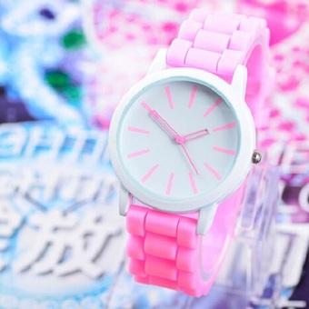 Okdeals Unisex Geneva Silicone Jelly Gel Quartz Analog Sports Unique Wrist Watch Pink (Intl)  